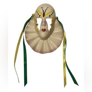 Vintage Mardi Gras Masquerade Pierrot Mask Porcelain
